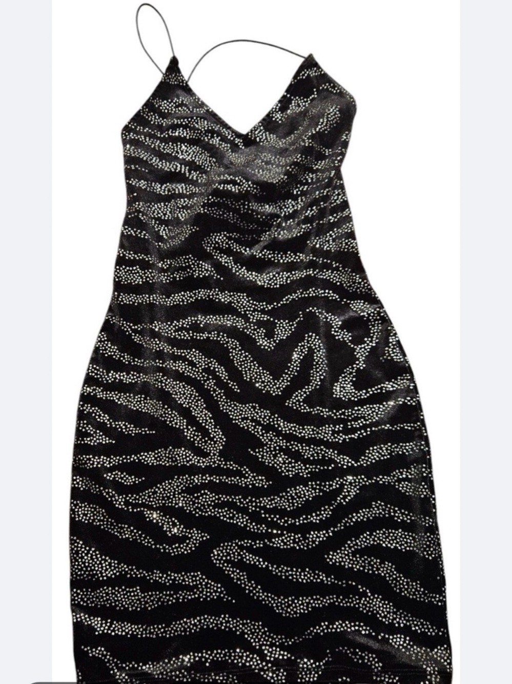 Animal Print Mini Dress in Black & Silver